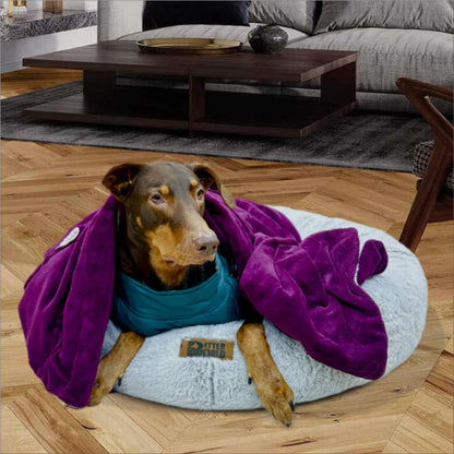 Anxiety-Relieving Donut Bed for Cats & Dogs with Free Reversible Blanket