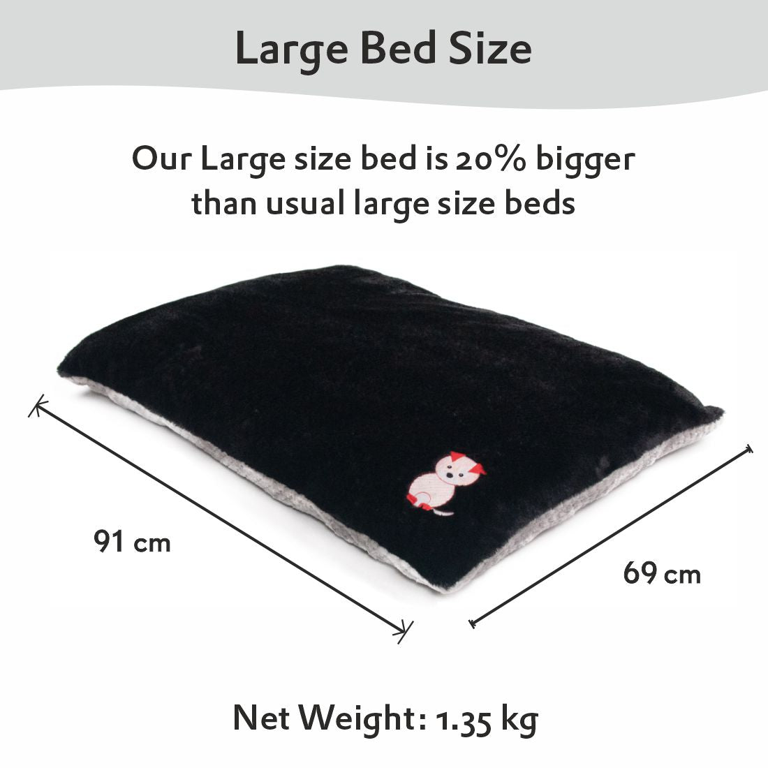 Chopped Foam Pillow Bed Cover - Meteorite & Jet Black