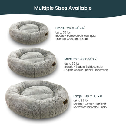 Anxiety-Relieving Donut Bed for Cats & Dogs with Free Reversible Blanket