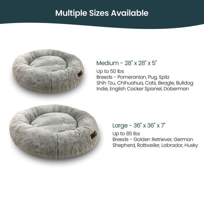 Anxiety-Relieving Donut Bed for Cats & Dogs with Free Reversible Blanket