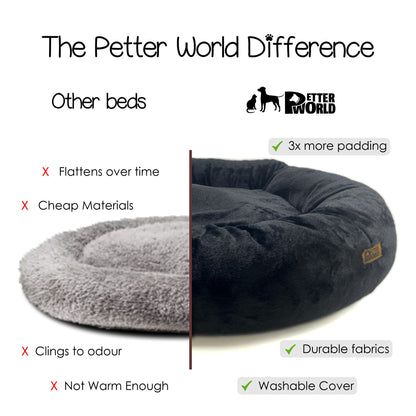 Anxiety-Relieving Donut Bed for Cats & Dogs with Free Reversible Blanket