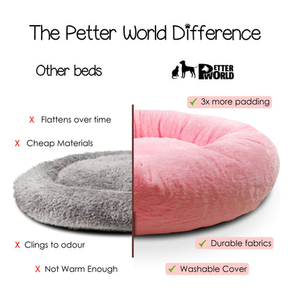 Anxiety-Relieving Donut Bed for Cats & Dogs with Free Reversible Blanket