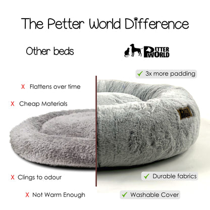 Anxiety-Relieving Donut Bed for Cats & Dogs with Free Reversible Blanket