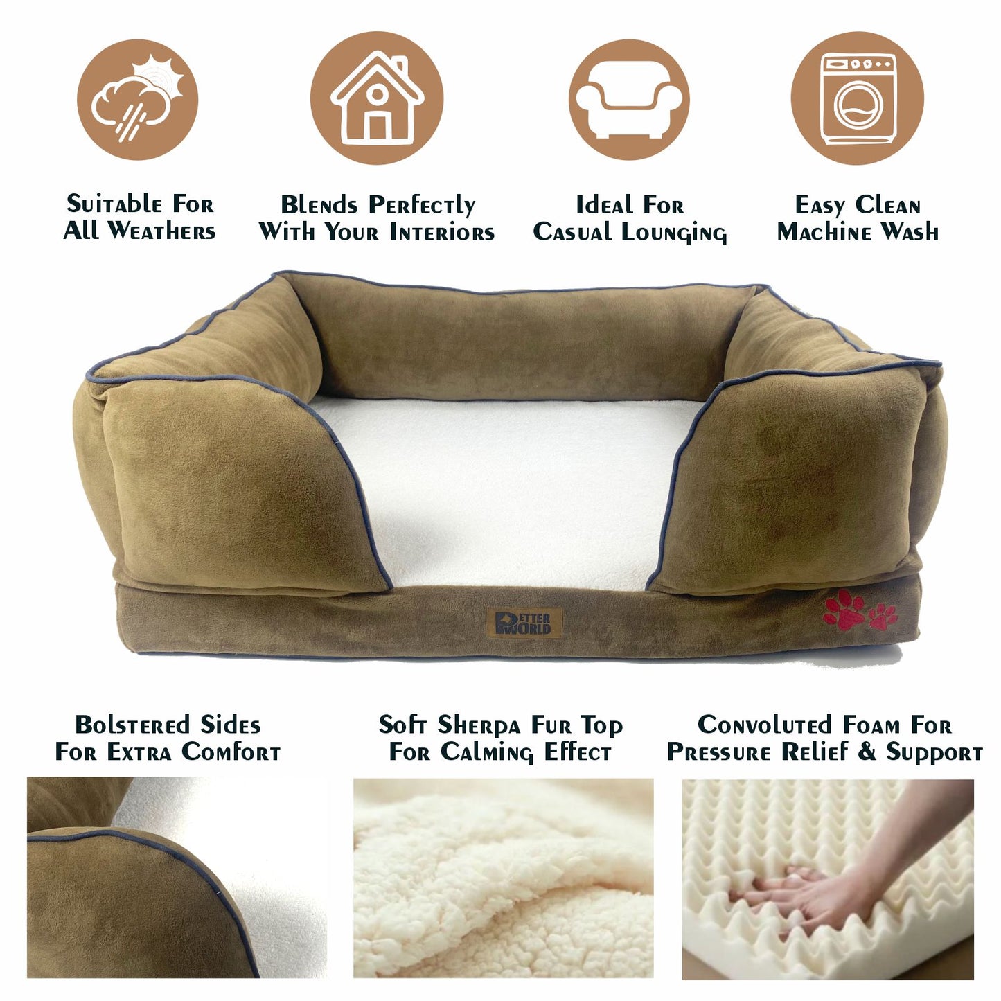 Orthopedic Foam Sofa Bed - Mocha Brown