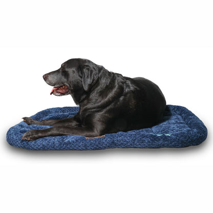 All Weather Ultra Soft Dog Mat with Padded Perimeters for Head & Jaw Support, Ensign Blue