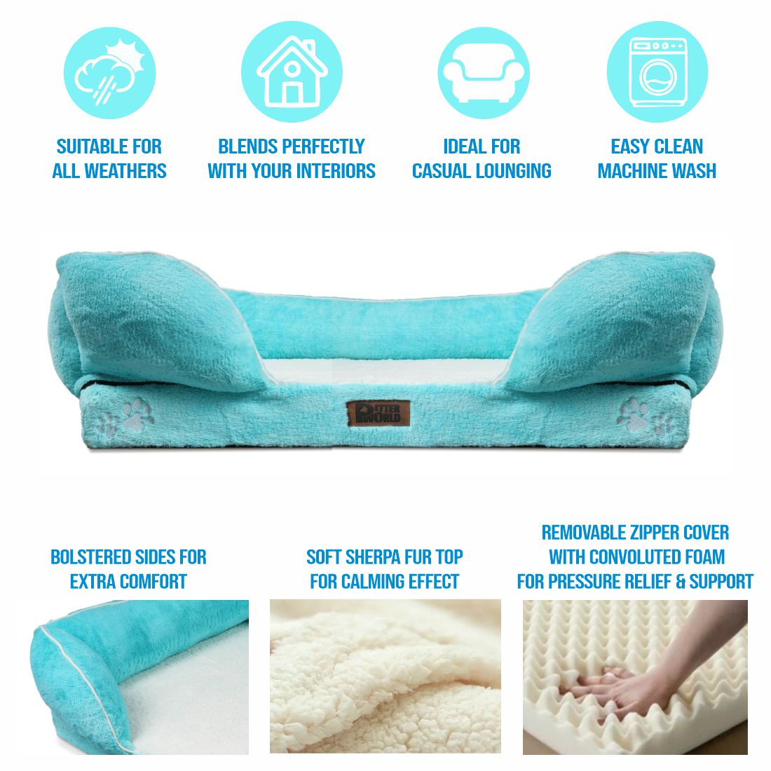 Orthopedic Foam Sofa Bed - Turquoise