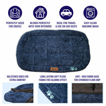 All Weather Ultra Soft Dog Mat with Padded Perimeters for Head & Jaw Support, Ensign Blue