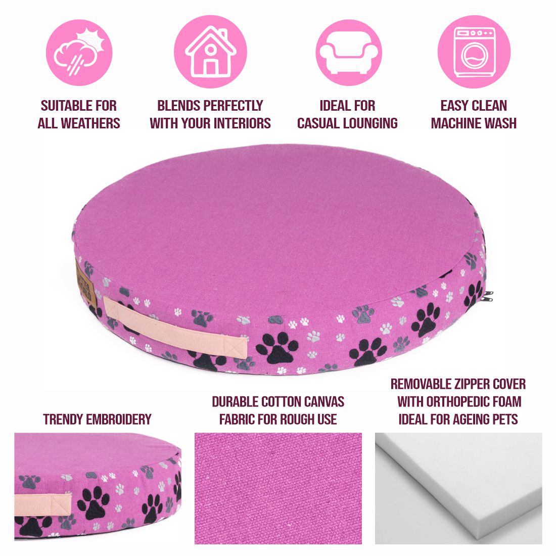 Orthopedic Round Flat Foam Bed