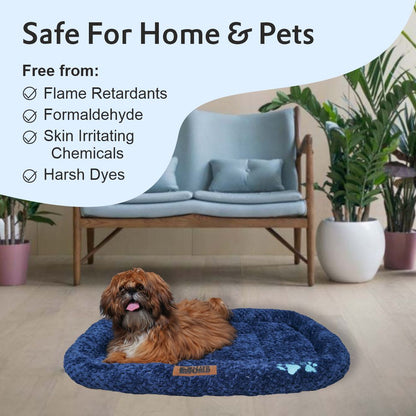 All Weather Ultra Soft Dog Mat with Padded Perimeters for Head & Jaw Support, Ensign Blue